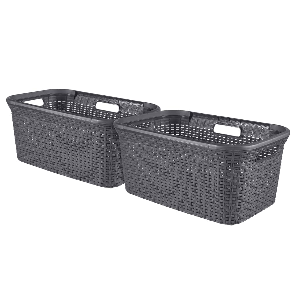 Curver Καλάθι Άπλυτων Σετ Style 2 x 45 Λίτρων Ανθρακί