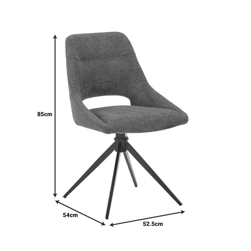 Καρέκλα περιστρεφόμενη Luciano I  σε κρεμ ύφασμα-πόδι μεταλλικό μαύρο 52.5x54x85εκ - Image 7