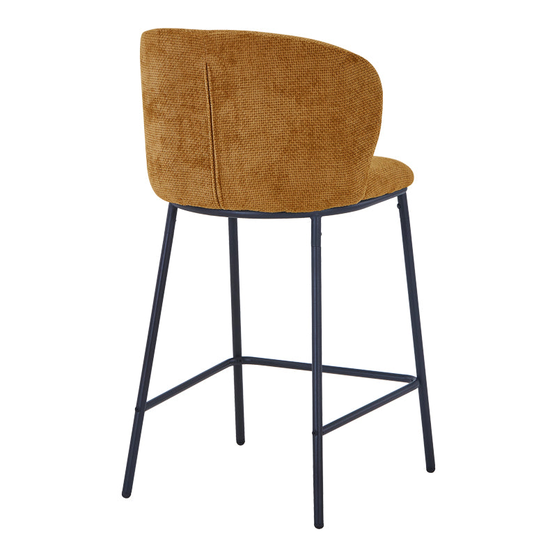 Σκαμπό μπαρ Karg  camel ύφασμα-πόδι μαύρο μέταλλο 49x46x93εκ - Pakobazaar