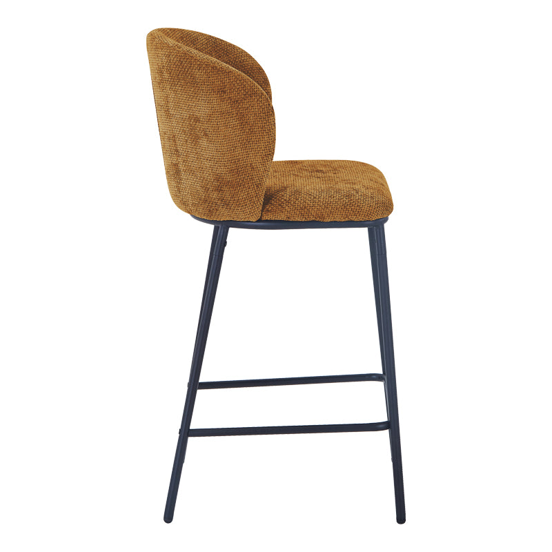 Σκαμπό μπαρ Karg  camel ύφασμα-πόδι μαύρο μέταλλο 49x46x93εκ - Pakobazaar
