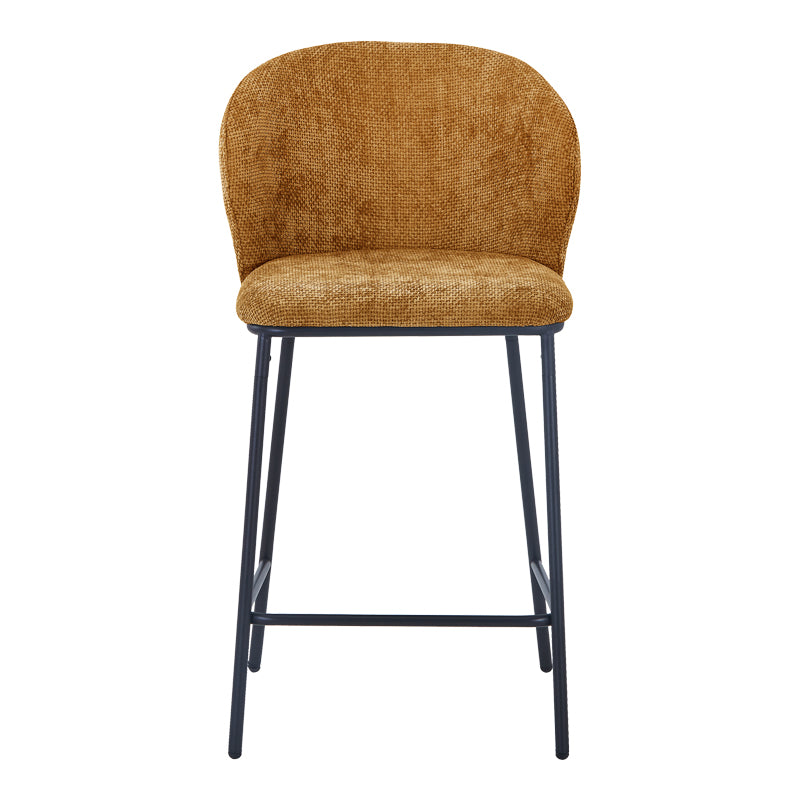 Σκαμπό μπαρ Karg  camel ύφασμα-πόδι μαύρο μέταλλο 49x46x93εκ - Pakobazaar