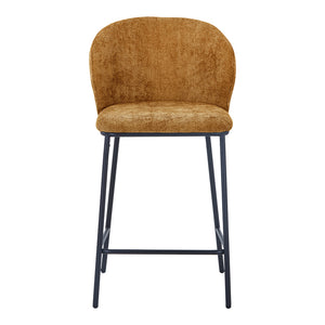 Σκαμπό μπαρ Karg  camel ύφασμα-πόδι μαύρο μέταλλο 49x46x93εκ - Pakobazaar