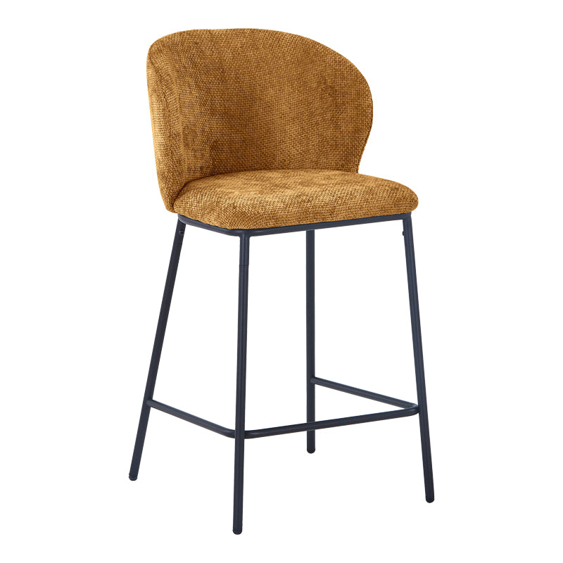 Σκαμπό μπαρ Karg  camel ύφασμα-πόδι μαύρο μέταλλο 49x46x93εκ - Pakobazaar