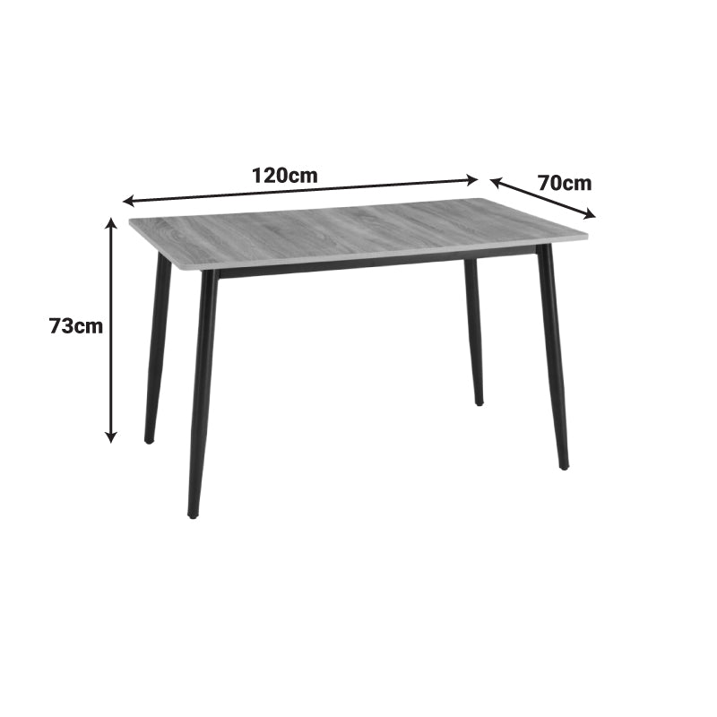 Τραπέζι Loza  sonoma MDF με μαύρο μεταλλικό πόδι 120x70x73εκ - Pakobazaar