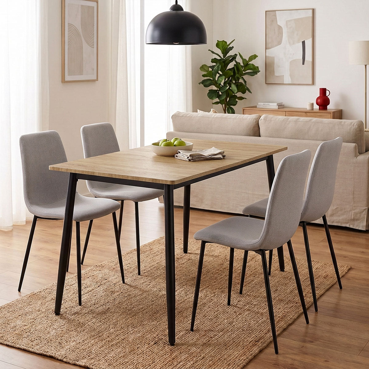 Τραπέζι Loza  sonoma MDF με μαύρο μεταλλικό πόδι 120x70x73εκ - Pakobazaar
