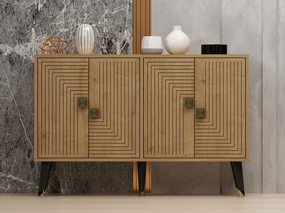 Κονσόλα Tholaria Δρυς Sapphire - Χρυσό 120x30x80 εκ. Μελαμίνης