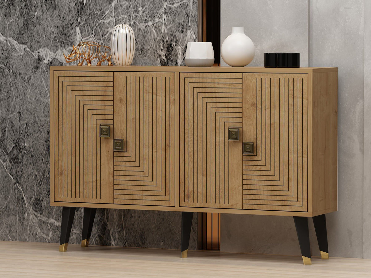 Κονσόλα Tholaria Δρυς Sapphire - Χρυσό 120x30x80 εκ. Μελαμίνης