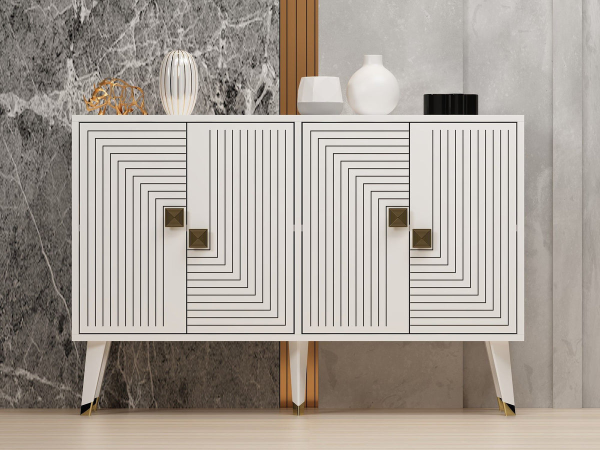 Κονσόλα Tholaria Λευκό - Χρυσό 120x30x80 εκ. Μελαμίνης
