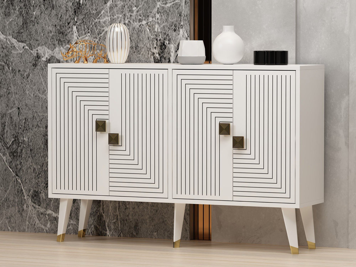 Κονσόλα Tholaria Λευκό - Χρυσό 120x30x80 εκ. Μελαμίνης