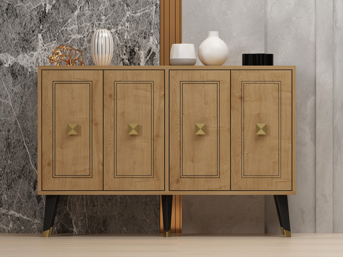 Κονσόλα Petriti Δρυς Sapphire - Χρυσό 120x30x80 εκ. Μελαμίνης