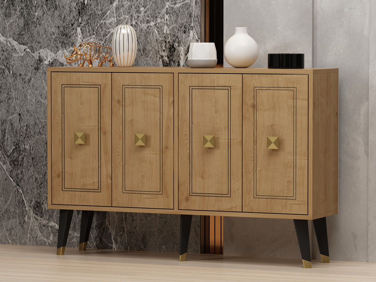 Κονσόλα Petriti Δρυς Sapphire - Χρυσό 120x30x80 εκ. Μελαμίνης