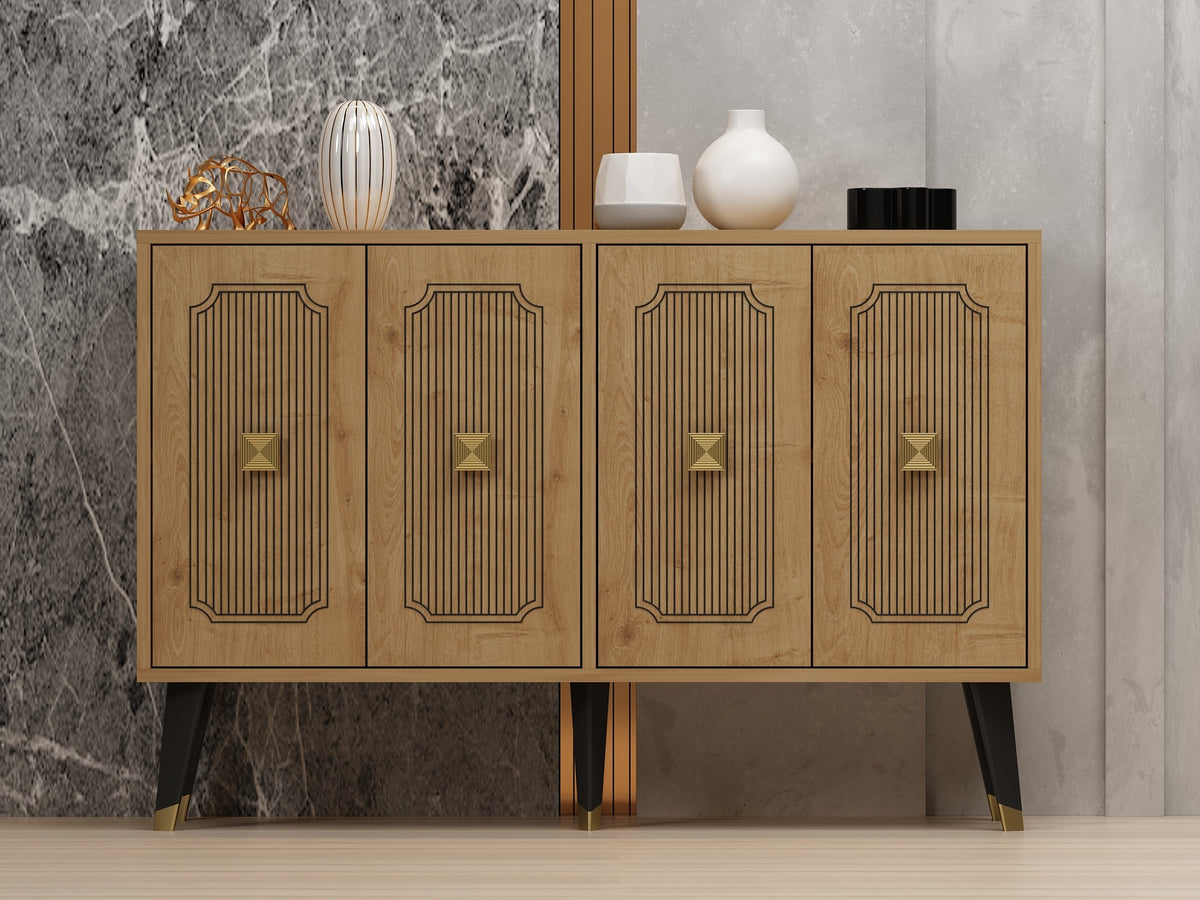Κονσόλα Argyroupoli Δρυς Sapphire - Χρυσό 120x30x80 εκ. Μελαμίνης