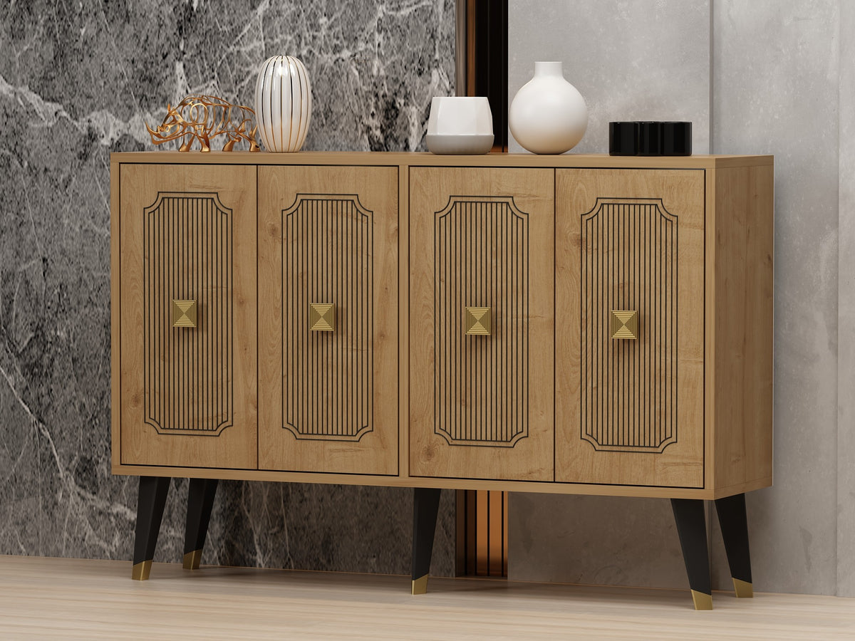 Κονσόλα Argyroupoli Δρυς Sapphire - Χρυσό 120x30x80 εκ. Μελαμίνης