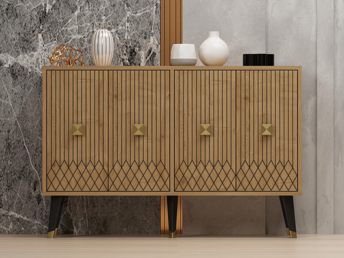 Κονσόλα Kavros Δρυς Sapphire - Χρυσό 120x30x80 εκ. Μελαμίνης