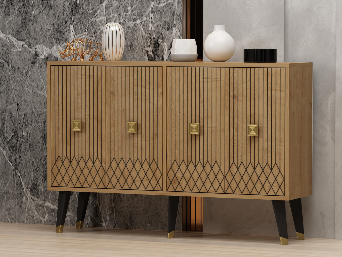 Κονσόλα Kavros Δρυς Sapphire - Χρυσό 120x30x80 εκ. Μελαμίνης