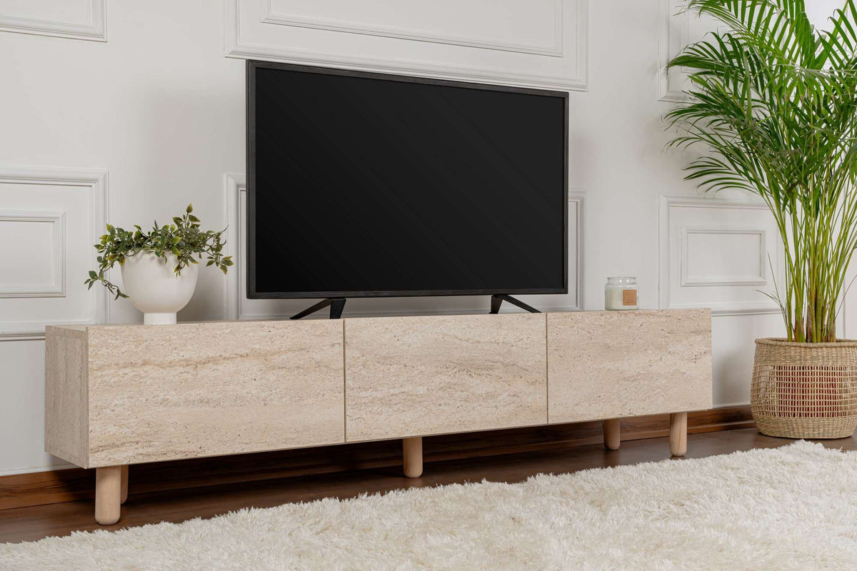 Έπιπλο Τηλεόρασης Myrtia Travertine 180x31.4x42 εκ. Μελαμίνης