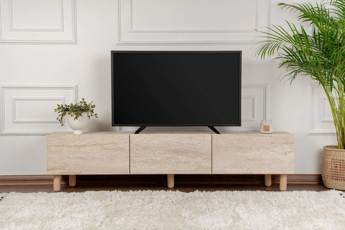 Έπιπλο Τηλεόρασης Myrtia Travertine 180x31.4x42 εκ. Μελαμίνης