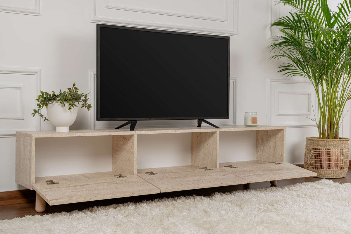 Έπιπλο Τηλεόρασης Myrtia Travertine 180x31.4x42 εκ. Μελαμίνης