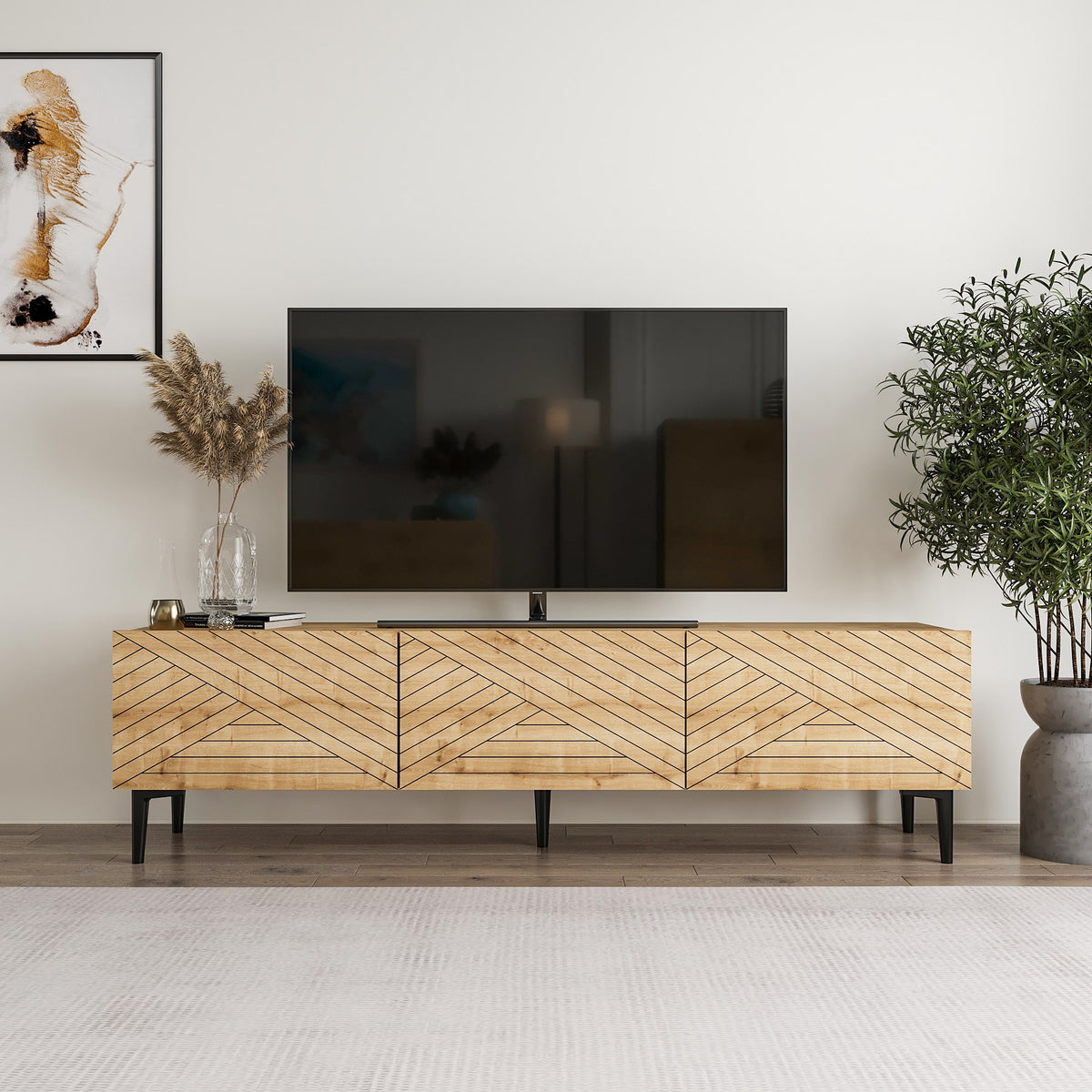 Έπιπλο Τηλεόρασης Thymari Δρυς Sapphire 160x31.4x44.1 εκ. Μελαμίνης