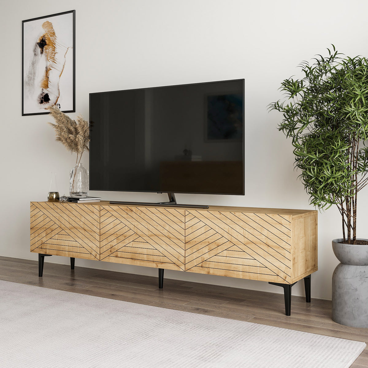 Έπιπλο Τηλεόρασης Thymari Δρυς Sapphire 160x31.4x44.1 εκ. Μελαμίνης