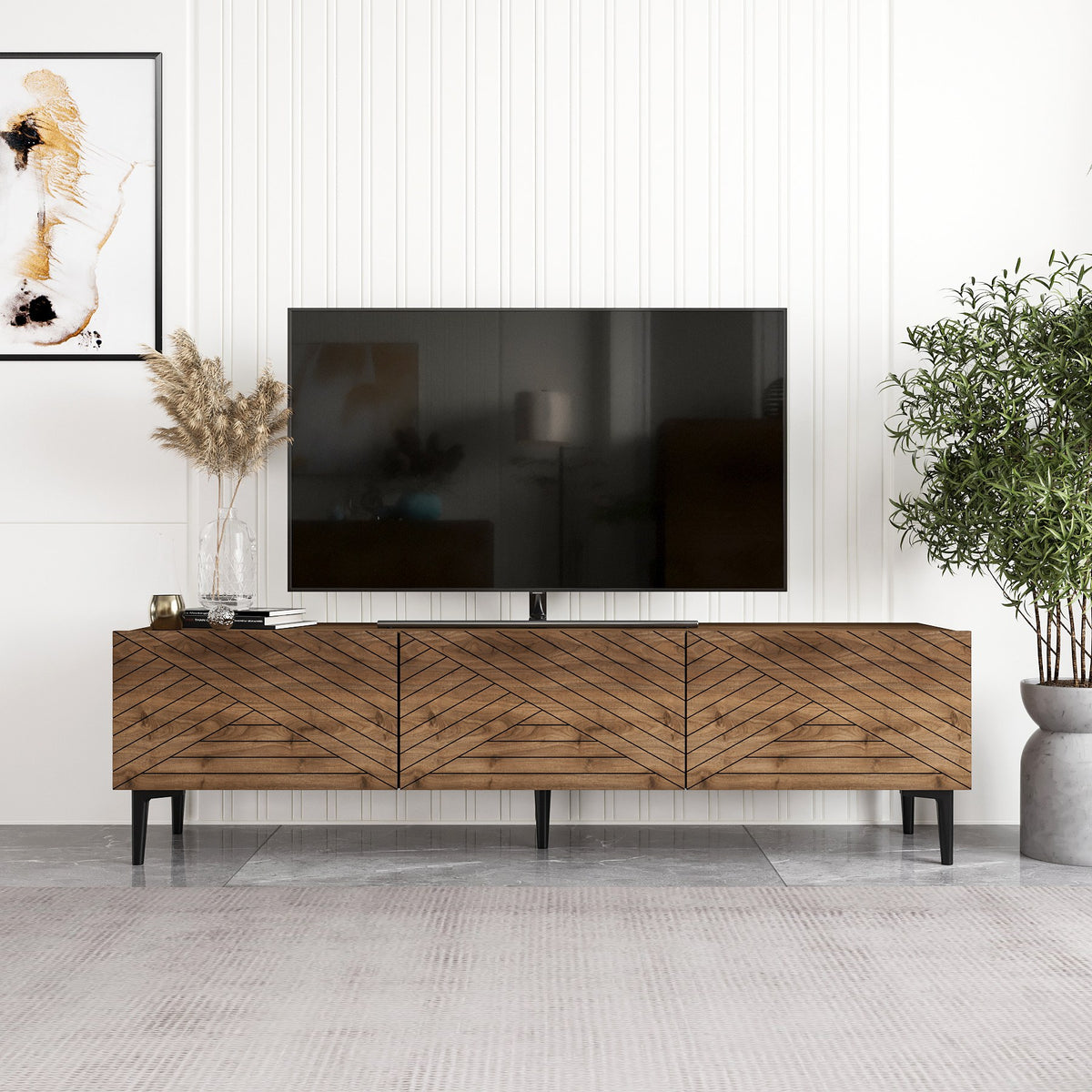 Έπιπλο Τηλεόρασης Thymari Καρυδί 160x31.4x44.1 εκ. Μελαμίνης