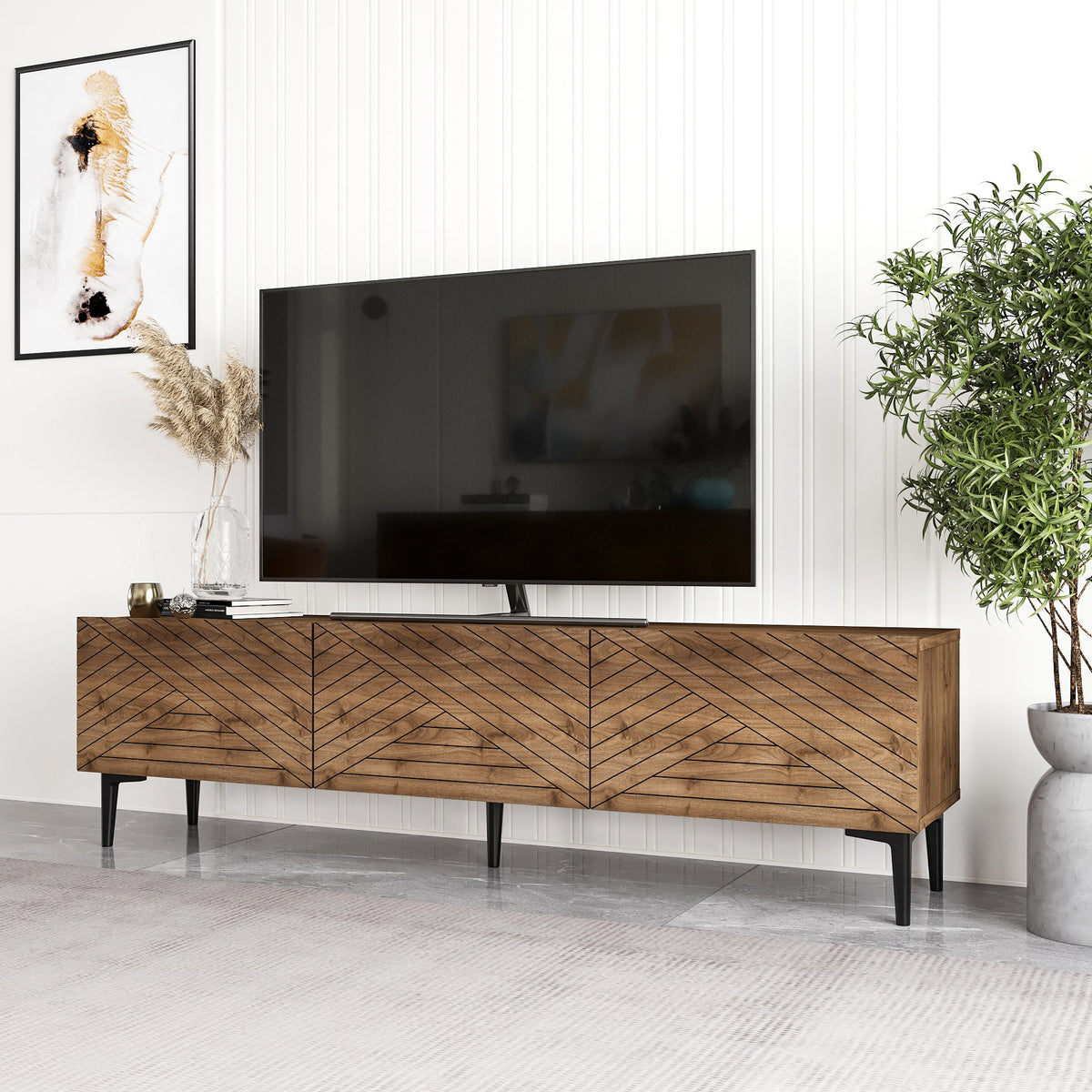 Έπιπλο Τηλεόρασης Thymari Καρυδί 160x31.4x44.1 εκ. Μελαμίνης