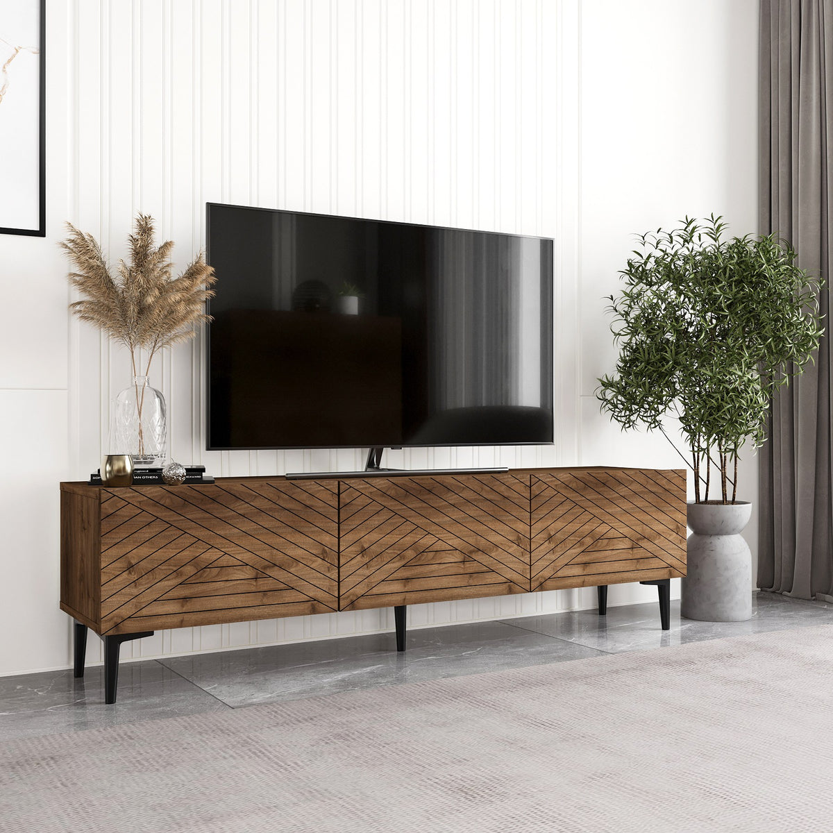 Έπιπλο Τηλεόρασης Thymari Καρυδί 160x31.4x44.1 εκ. Μελαμίνης