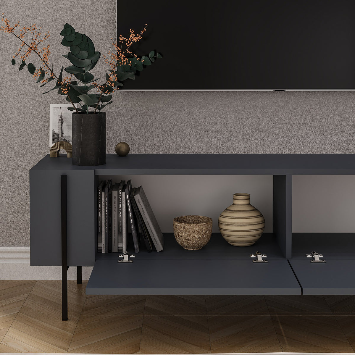 Έπιπλο Τηλεόρασης Rigani Ανθρακί 160x31.4x45.6 εκ. Μελαμίνης