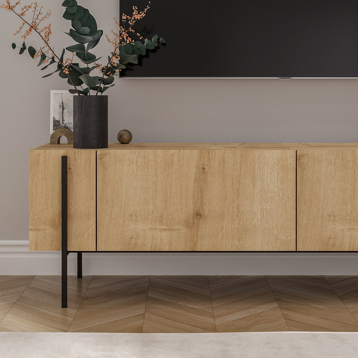 Έπιπλο Τηλεόρασης Rigani Δρυς Sapphire 160x31.4x45.6 εκ. Μελαμίνης
