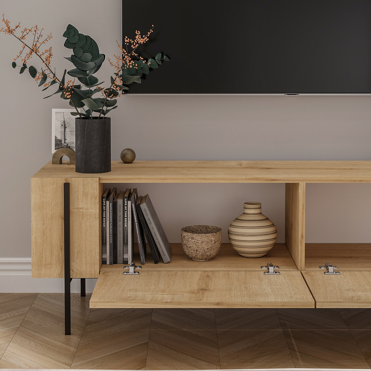 Έπιπλο Τηλεόρασης Rigani Δρυς Sapphire 160x31.4x45.6 εκ. Μελαμίνης