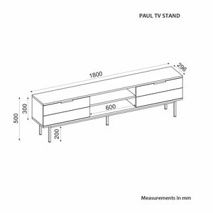 Έπιπλο Τηλεόρασης Kynopiastes Λευκό 180x29.6x50 εκ. Μελαμίνης