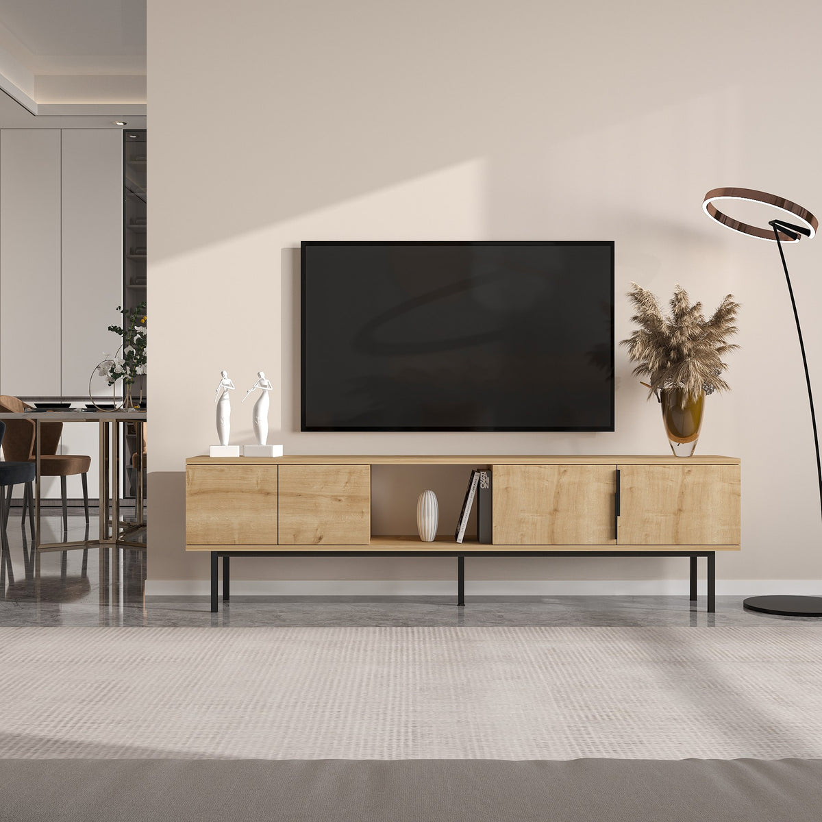 Έπιπλο Τηλεόρασης Perithia Δρυς Sapphire 180x29.6x50 εκ. Μελαμίνης - Pakobazaar