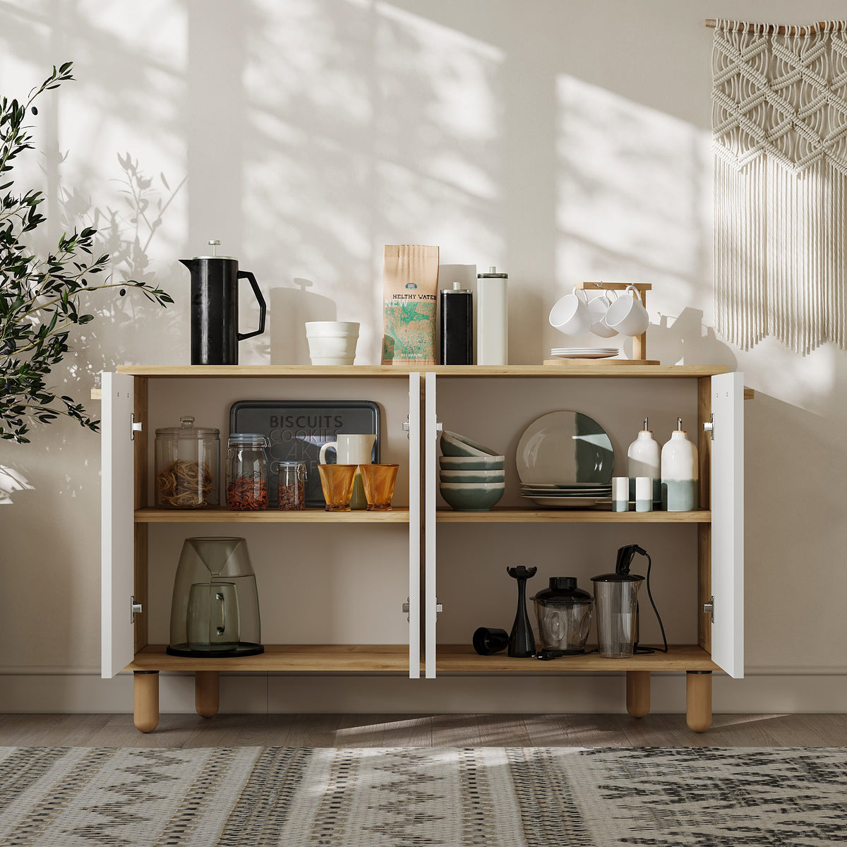 Κονσόλα Gavrio Δρυς Sapphire - Λευκό 120x29.6x73.6 εκ. Μελαμίνης