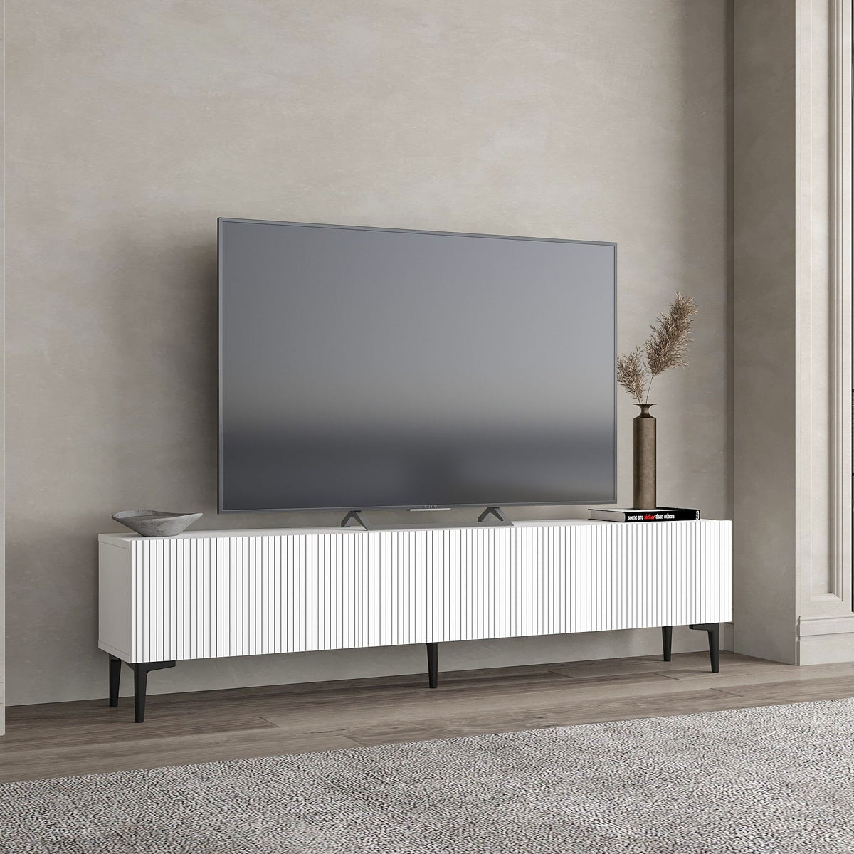 Έπιπλο Τηλεόρασης Renes Επιτοίχιο Λευκό 180x31.4x45 εκ. Μελαμίνης