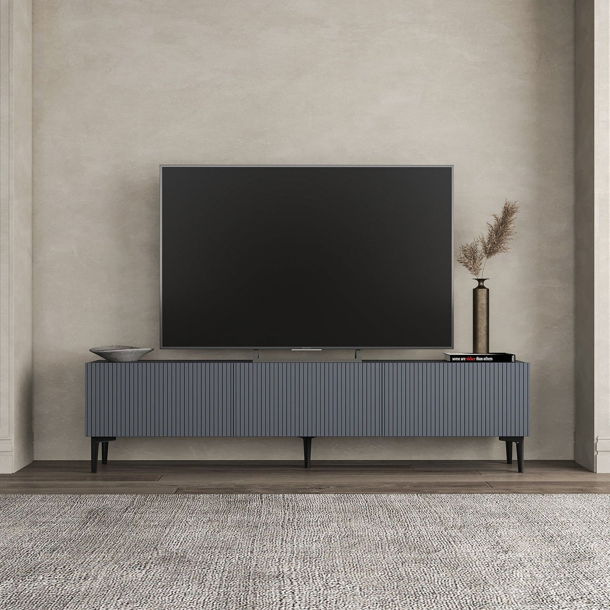 Έπιπλο Τηλεόρασης Renes Επιτοίχιο Ανθρακί 180x31.4x45 εκ. Μελαμίνης - Pakobazaar
