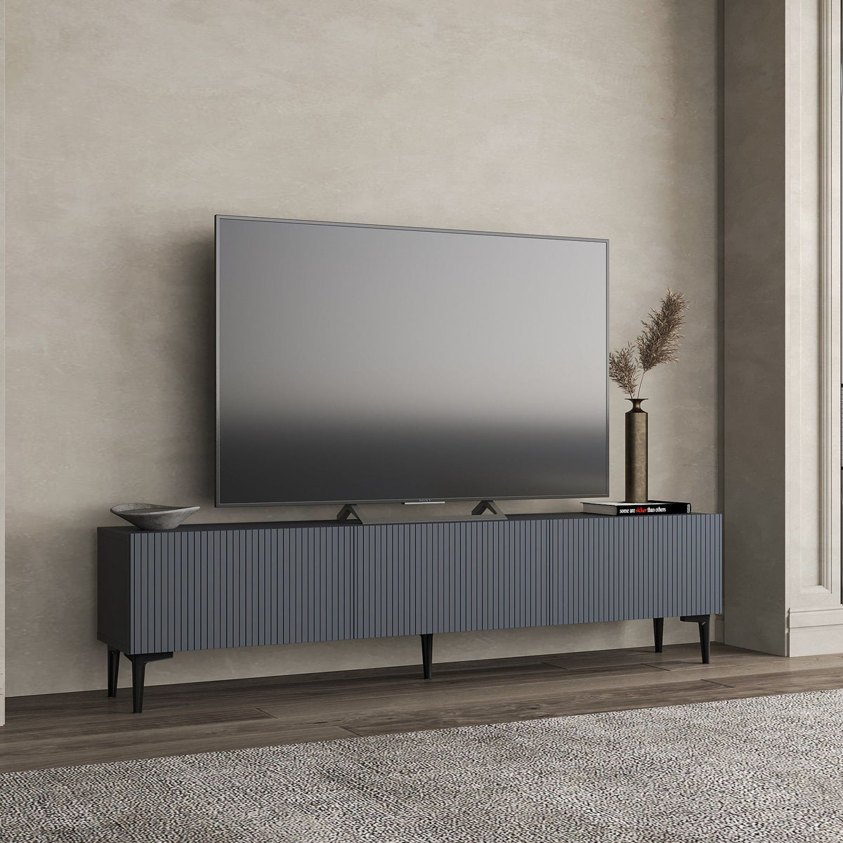 Έπιπλο Τηλεόρασης Renes Επιτοίχιο Ανθρακί 180x31.4x45 εκ. Μελαμίνης - Pakobazaar