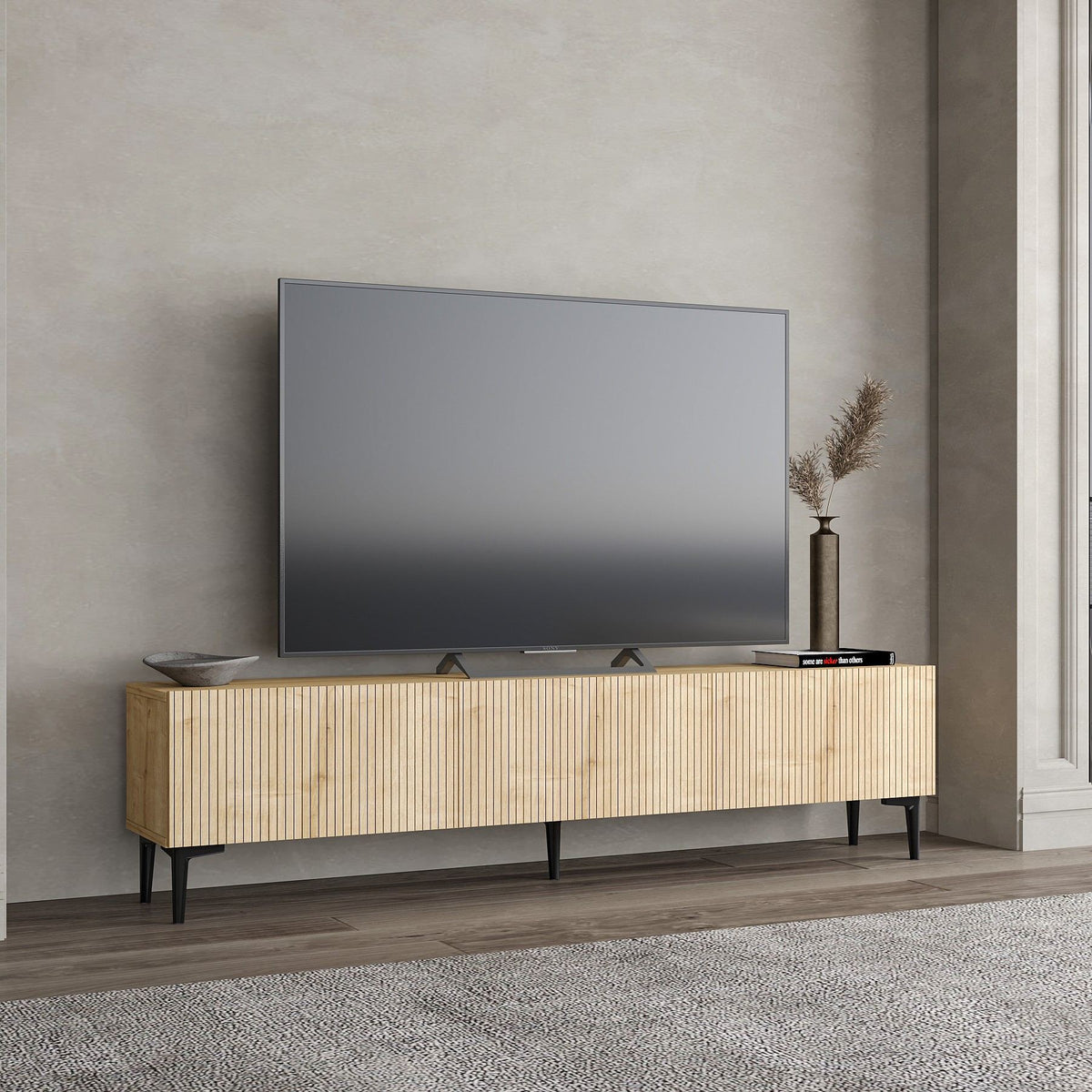 Έπιπλο Τηλεόρασης Renes Επιτοίχιο Δρυς Sapphire 180x31.4x45 εκ. Μελαμίνης