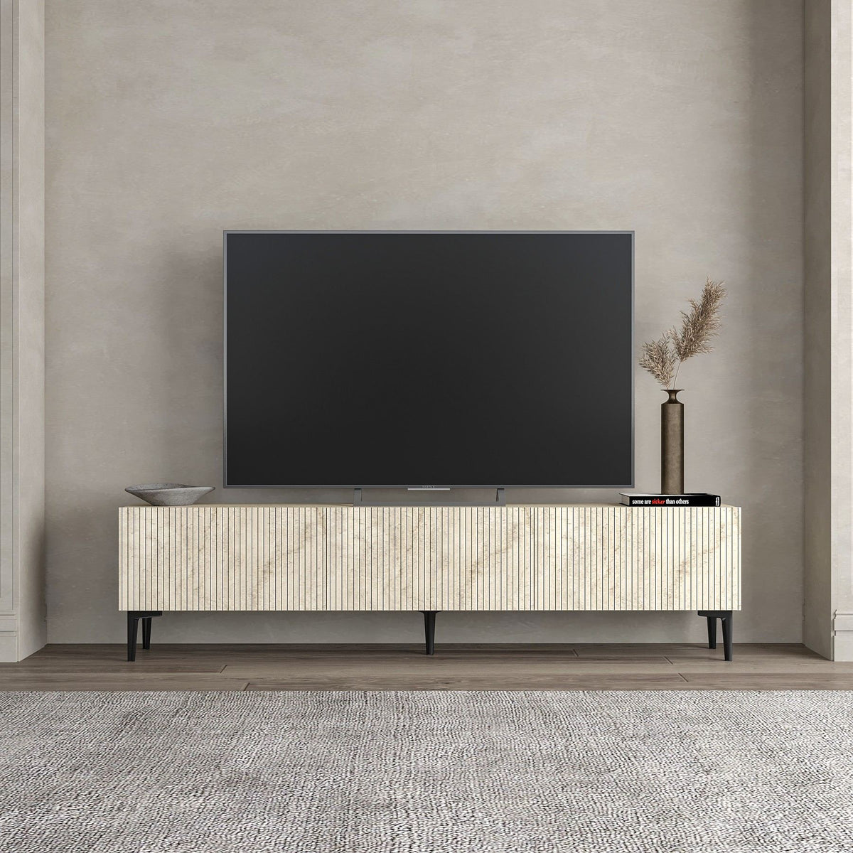 Έπιπλο Τηλεόρασης Renes Επιτοίχιο Travertine 180x31.4x45 εκ. Μελαμίνης - Pakobazaar
