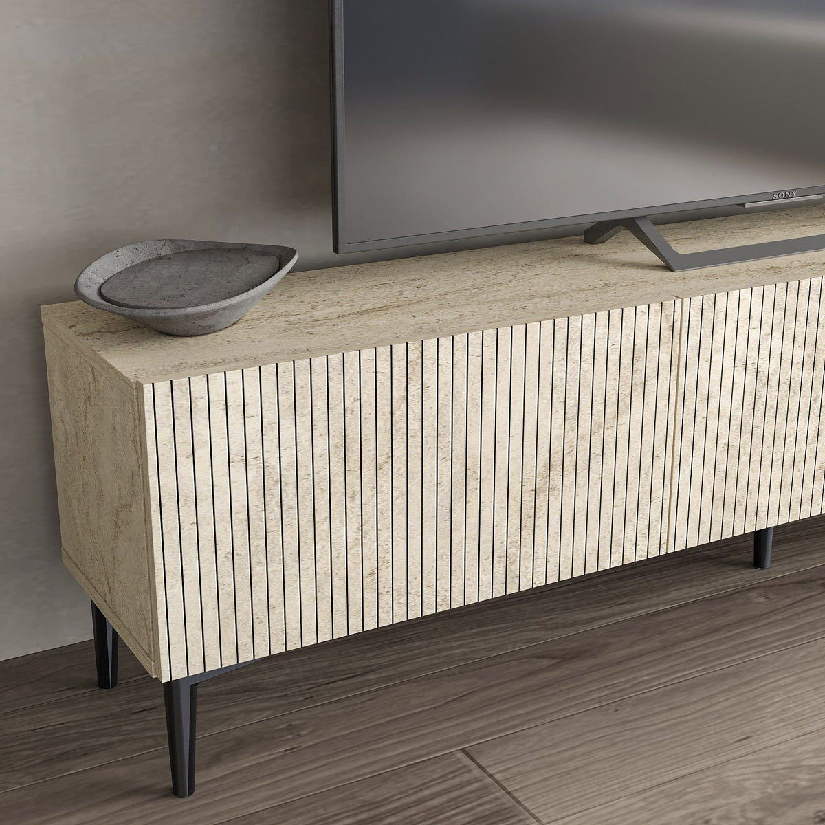 Έπιπλο Τηλεόρασης Renes Επιτοίχιο Travertine 180x31.4x45 εκ. Μελαμίνης - Pakobazaar