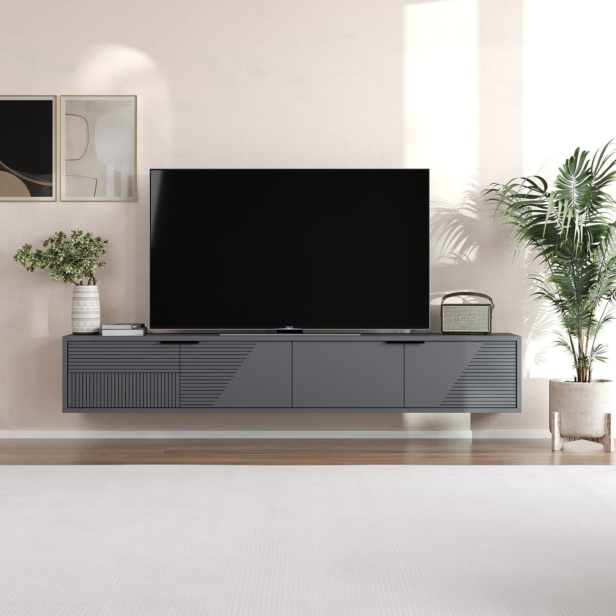 Έπιπλο Τηλεόρασης Liapades Ανθρακί 180x30x30 εκ. Μελαμίνης