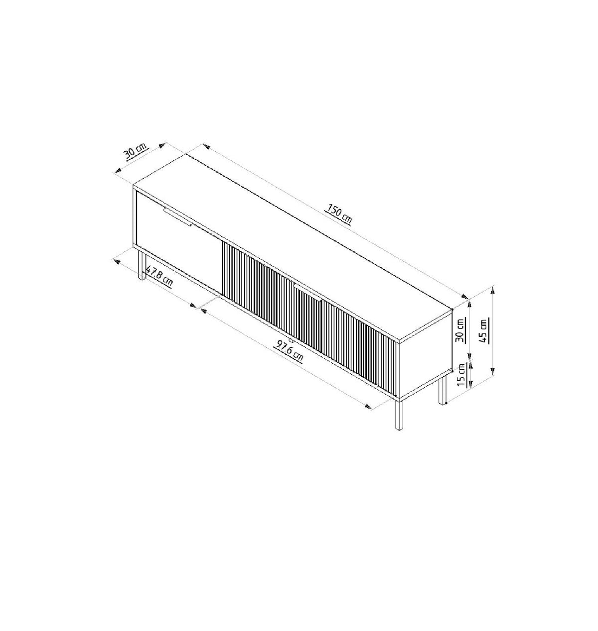 Έπιπλο Τηλεόρασης Navagio Λευκό - Ανθρακί 150x30x45 εκ. Μελαμίνης - Pakobazaar