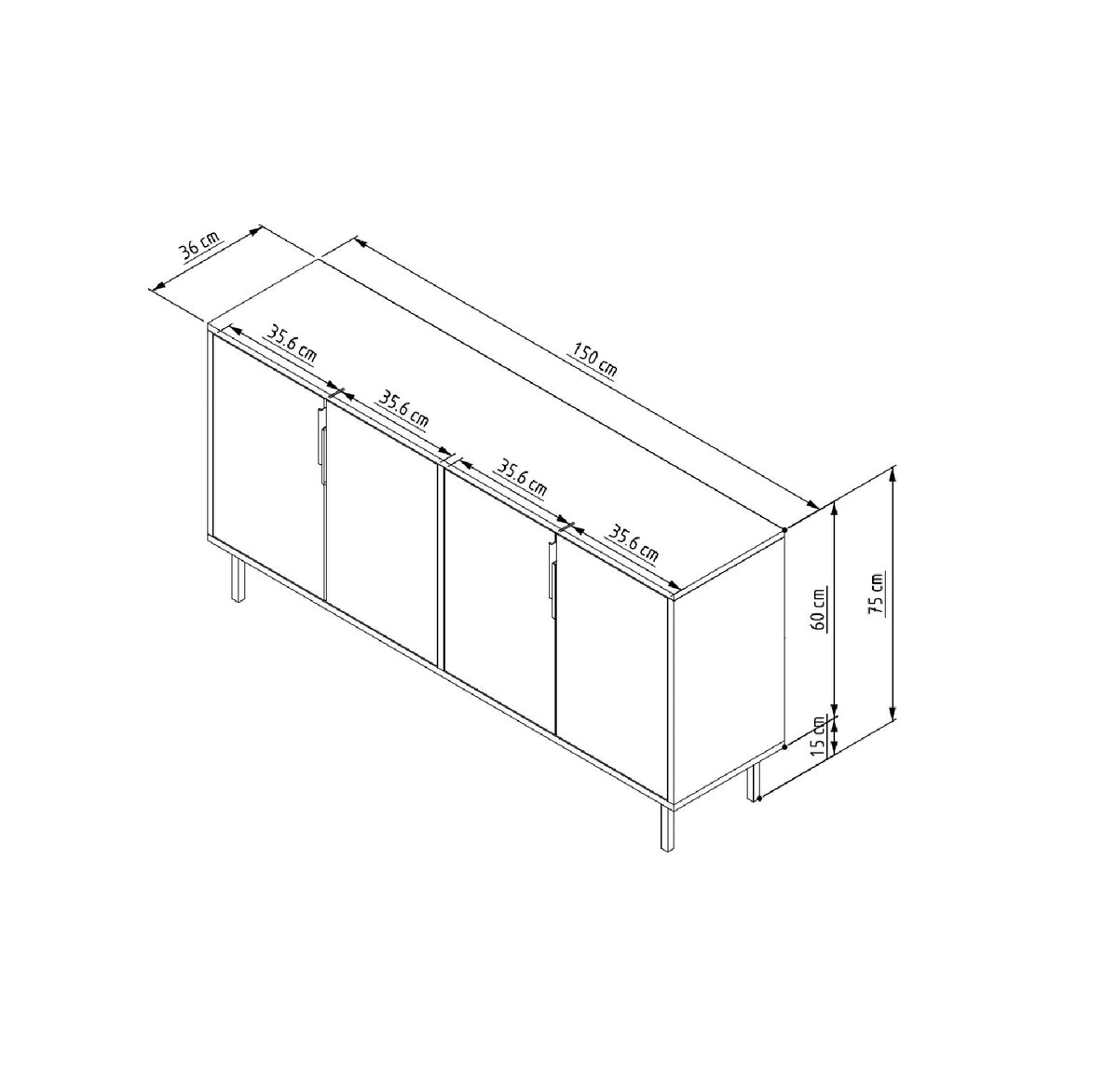 Κονσόλα Kea Δρυς Sapphire 150x36x75 εκ. Μελαμίνης