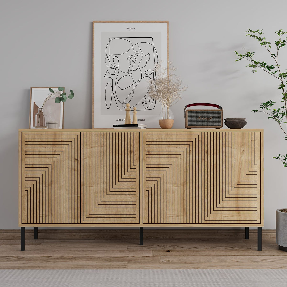 Κονσόλα Fres Με Ράφια Δρυς Sapphire 150x36x75 εκ. Μελαμίνης - Pakobazaar