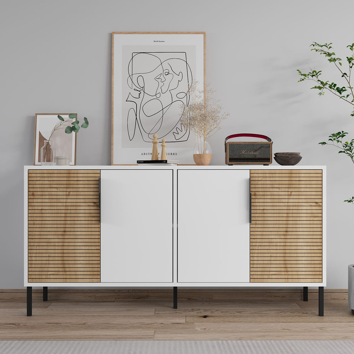 Κονσόλα Strinylas Λευκό - Δρυς Sapphire 150x36x75 εκ. Μελαμίνης