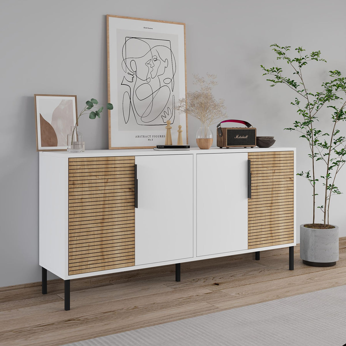 Κονσόλα Strinylas Λευκό - Δρυς Sapphire 150x36x75 εκ. Μελαμίνης