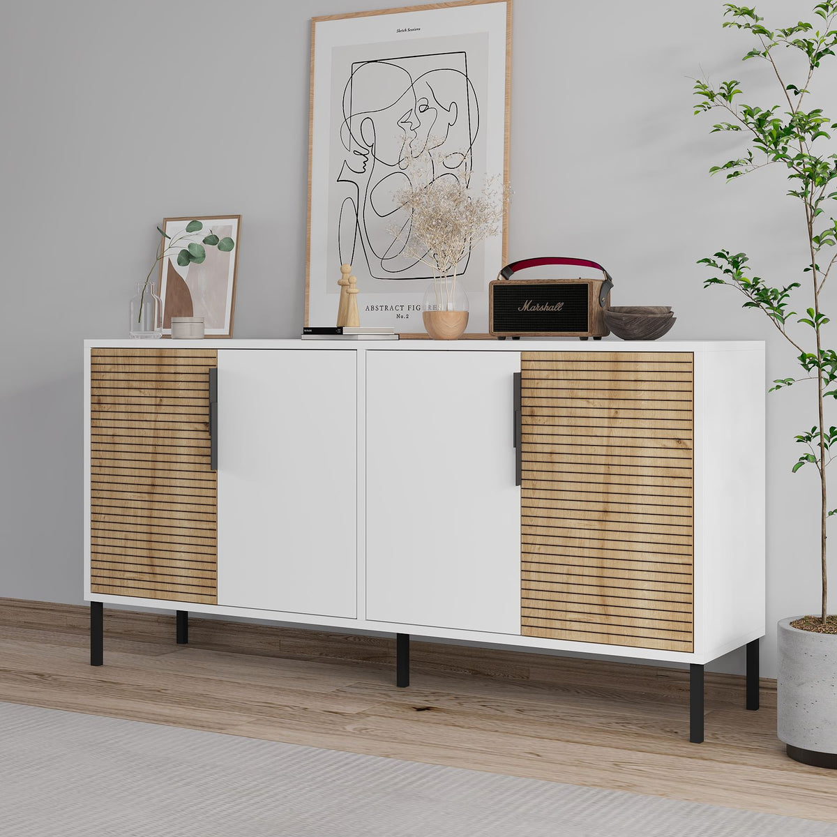 Κονσόλα Strinylas Λευκό - Δρυς Sapphire 150x36x75 εκ. Μελαμίνης