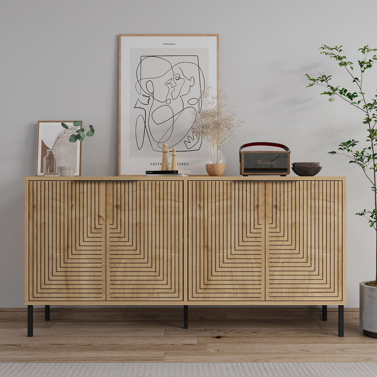 Κονσόλα Vamos Με Ράφια Δρυς Sapphire 150x36x75 εκ. Μελαμίνης