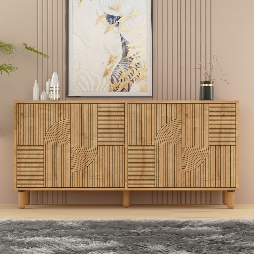 Κονσόλα Vryses Με Ράφια Δρυς Sapphire 150x36x73 εκ. Μελαμίνης - Pakobazaar