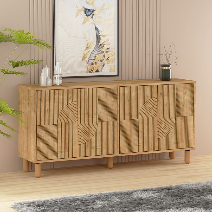 Κονσόλα Vryses Με Ράφια Δρυς Sapphire 150x36x73 εκ. Μελαμίνης - Pakobazaar