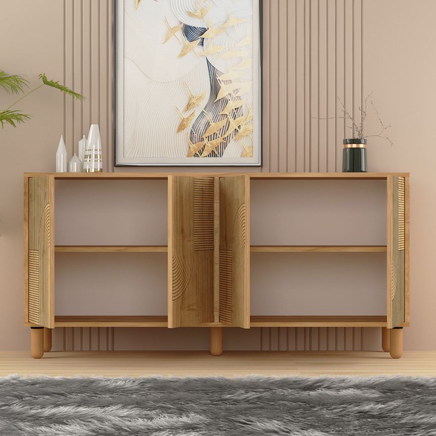 Κονσόλα Vryses Με Ράφια Δρυς Sapphire 150x36x73 εκ. Μελαμίνης - Pakobazaar
